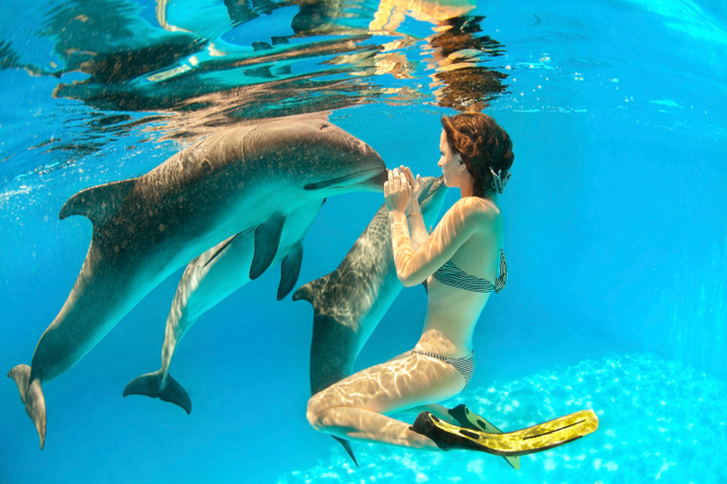 Donna con delfino