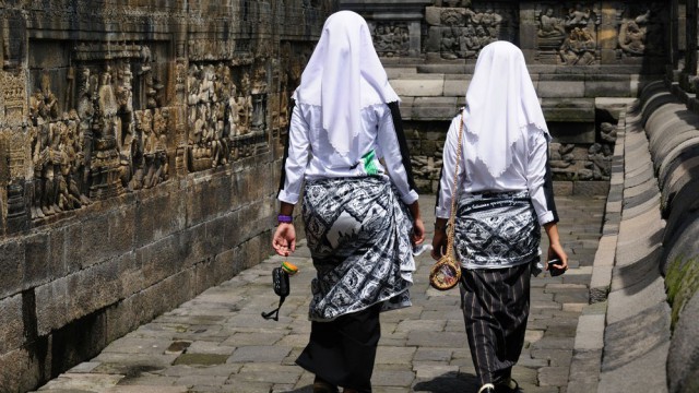 Borobudur turiste al tempio
