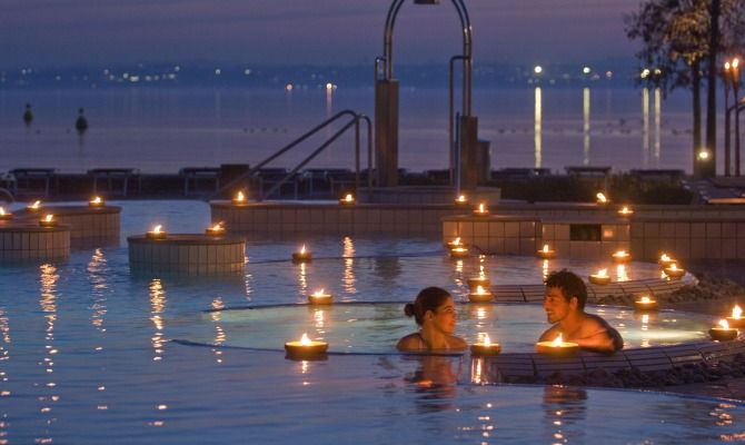 terme, sirmione, garda, piscina, candele, coppia