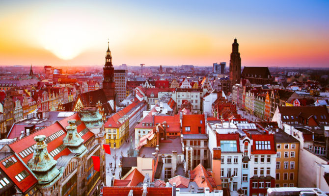 Tramonto su Breslavia