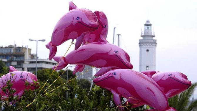 palloncini delfini rosa