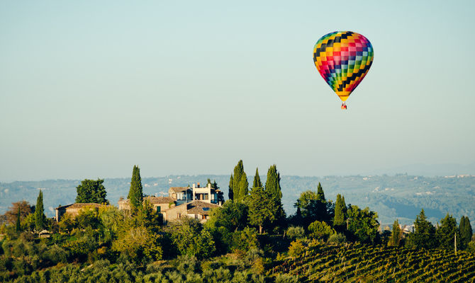 Toscana, mongolfiera