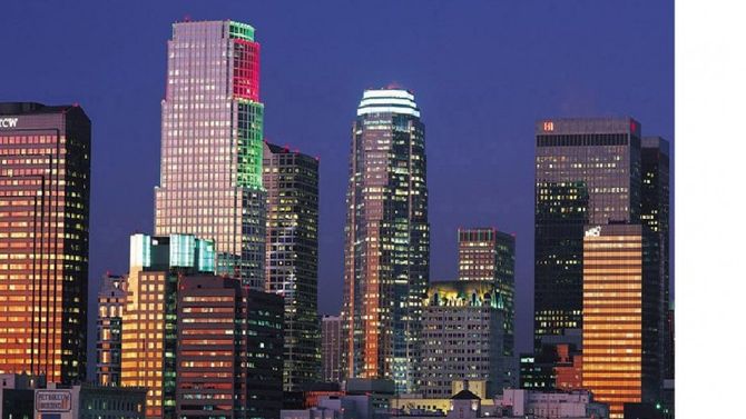 Los Angeles skyline notturno