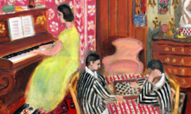 Pianista e giocatori di dama