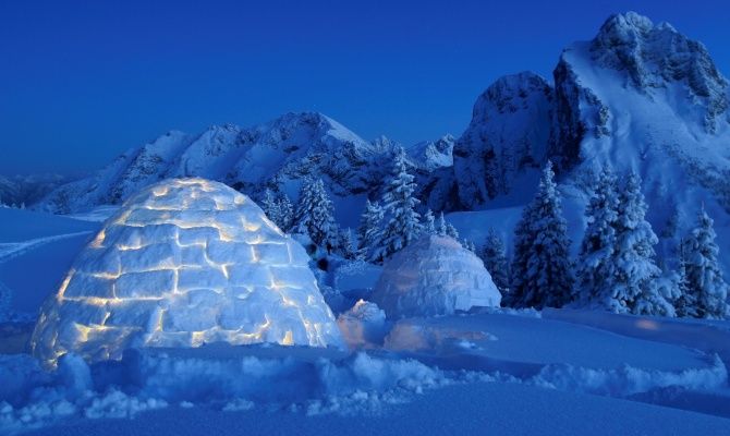 Igloo, montagna, neve