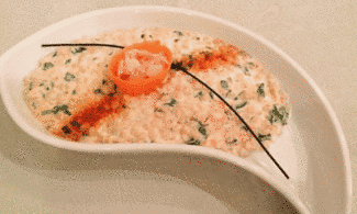 Orzotto mantecato con trota e rucola