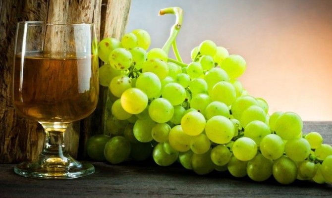Grappolo d'uva e bicchiere di grappa