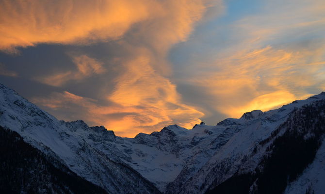 gran paradiso montagna neve tramonto piemonte valle d'aosta
