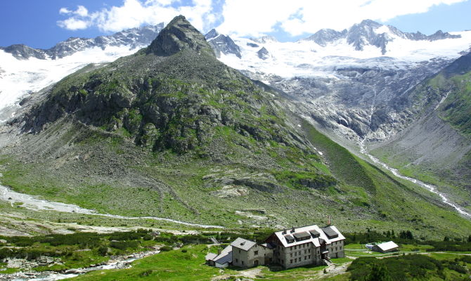 tirolo montagne austria neve rifugio valle cielo nuvole