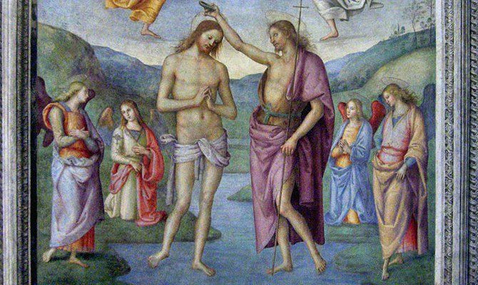 Affresco del Perugino nell'Oratorio della Nunziatella