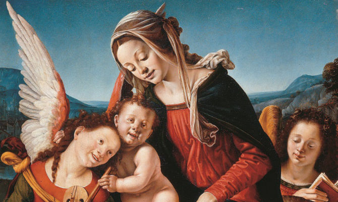 Madonna con bambino e due angeli<br>