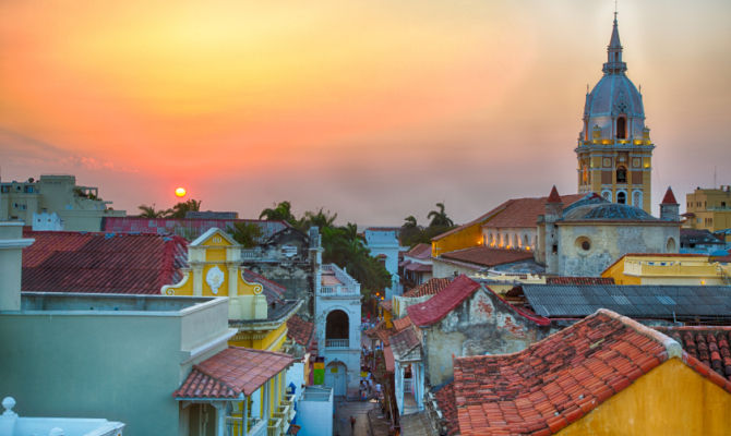 Colombia, tramonto su Cartagena
