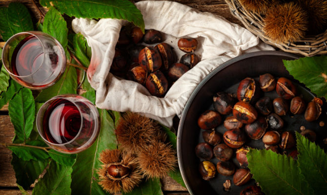 Castagne abbinate al vino