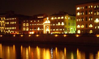pisa, italia, fiume, arno, notte, luci, luminara, san ranieri