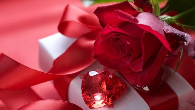Rosa rossa e regalo per San Valentino