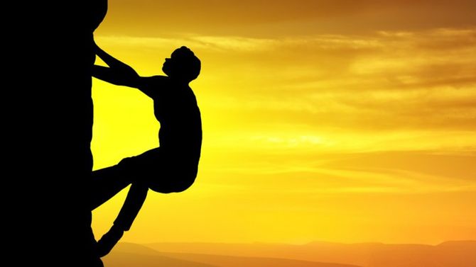 arrampicata al tramonto