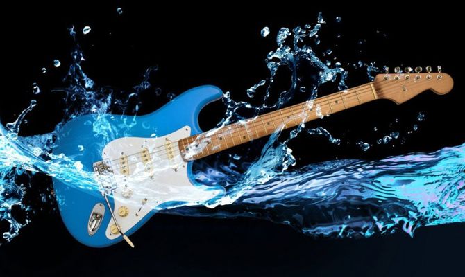 Chitarra elettrica blu