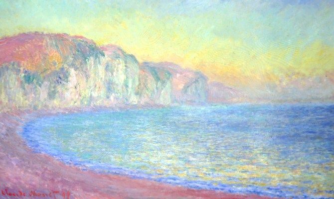 Falaises à Pourville, soleil levant
