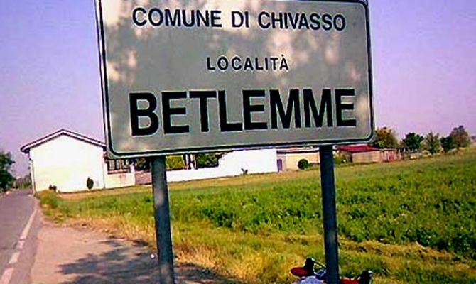 Cartello stradale Betlemme, Chiavasso