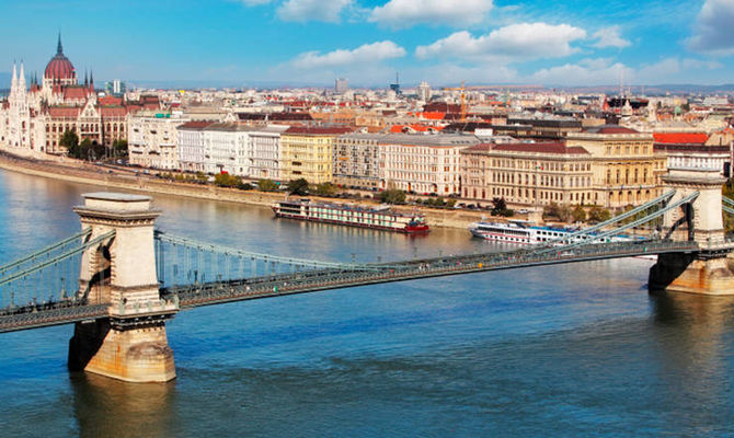 Panorama di Budapest con Ponte delle Catene