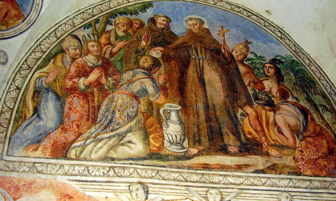 Maruggio, dettaglio affresco<br>