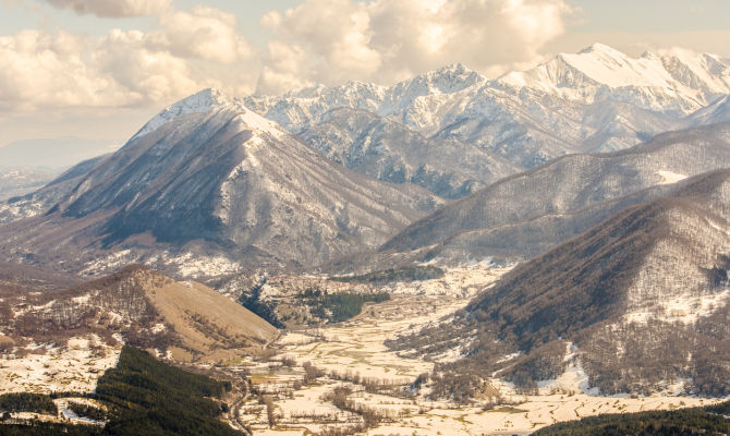 parco abruzzo montagna neve appennini tramonto