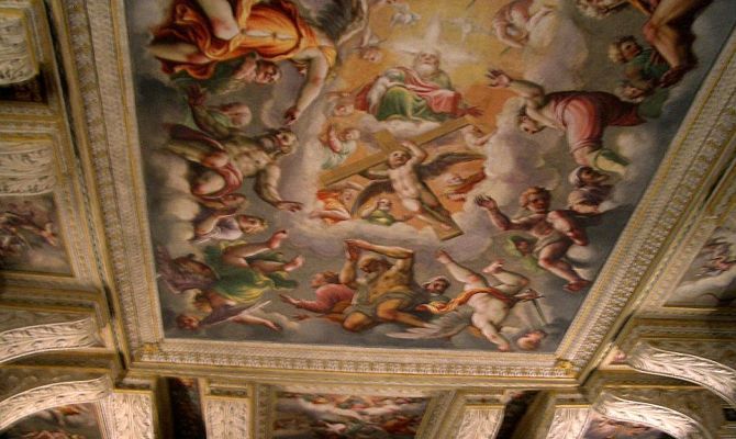 Abbazia di San Nicola, dettaglio affreschi<br>