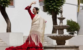 Donna coi tipici abiti da flamenco