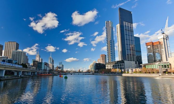 Melbourne grattacieli sul fiume Yarra