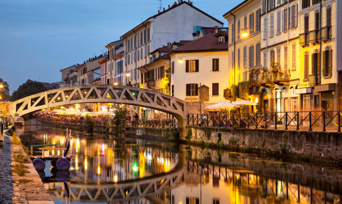 Tramonto sul naviglio Grande