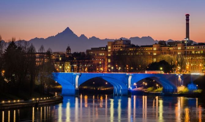 Torino,Po,Monviso,tramonto