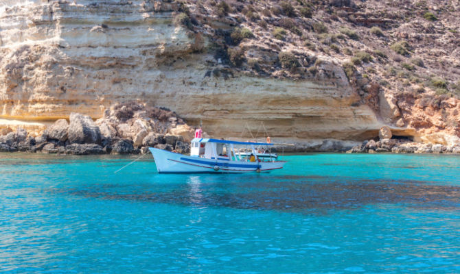 Lampedusa, mare, barca<br>