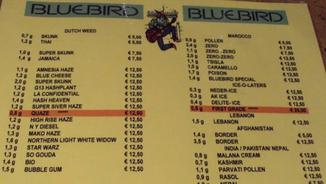 Bluebird menu