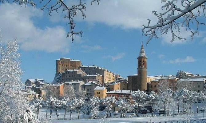 Sant'Agata Feltria ricoperta dalla neve<br>