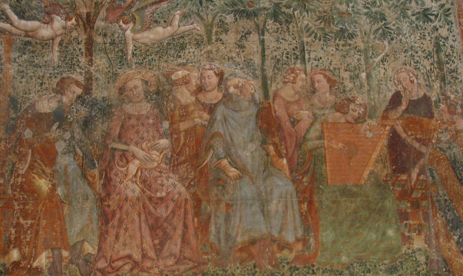 Pisa Camposanto, dettaglio affresco Buffalmacco<br>