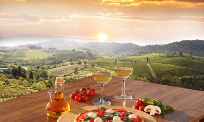 chianti, paesaggio, vino, olio, pizza