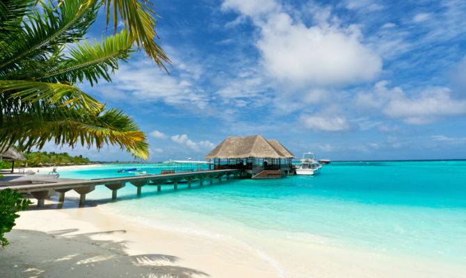 Maldive, atollo, isole, mare