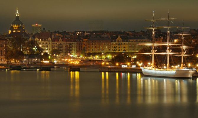 Stoccolma panorama di notte