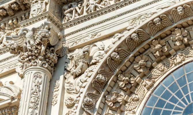 Dettaglio del Rosone della Basilica di Santa Croce, Lecce