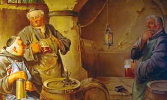 Monaci che bevono la birra